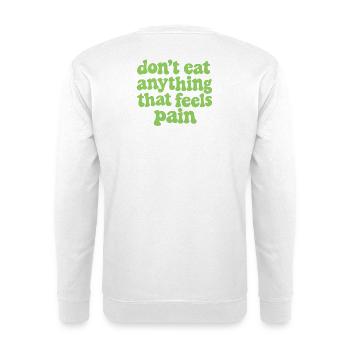 Werde vegan und rette die Tiere - Unisex Pullover - Weiß - Hinten - Michal (187cm)