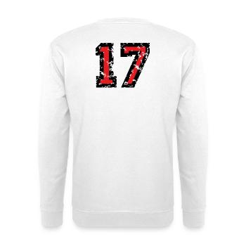 Zahl 17 - Nummer 17 (Vintage Rot) Nr.17 - Unisex Pullover - Weiß - Hinten