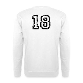 Zahl 18 - Nummer 18 (Vintage Weiß) Nr.18 - Unisex Pullover - Weiß - Hinten