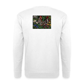 Blumenhühner-Volkskunstgarten - Unisex Pullover - Weiß - Hinten - Michal (187cm)