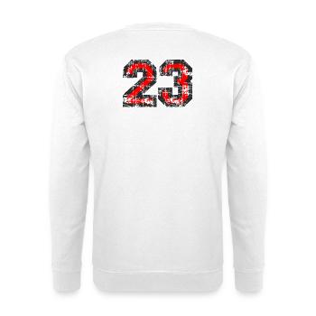 Zahl 23 (Vintage Rot) 23. Geburtstag Nr. 23 - Unisex Pullover - Weiß - Hinten