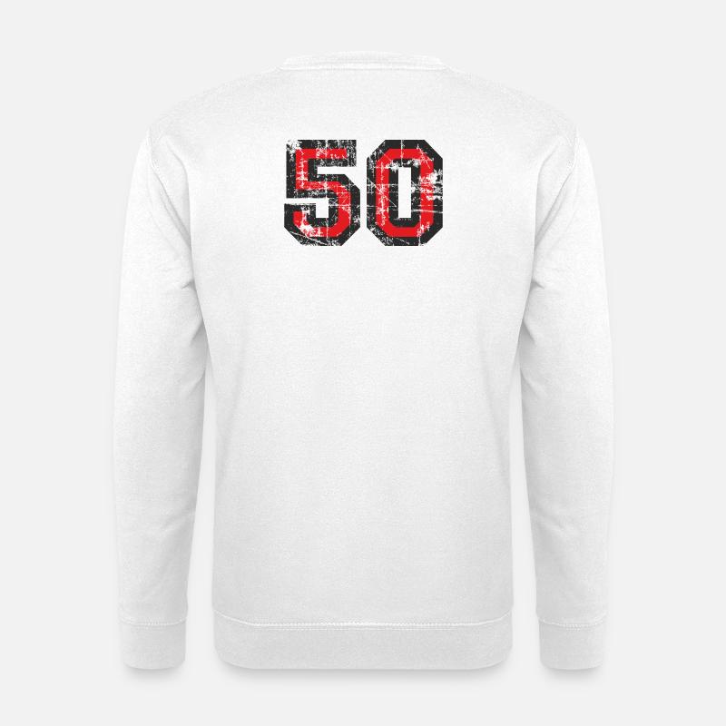 Zahl 50 (Vintage Rot) 50. Geburtstag Nr. 50 - Unisex Pullover - Weiß