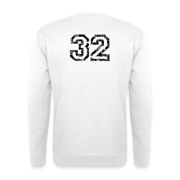 Zahl 32 (Vintage Weiß) 32. Geburtstag Nr. 32 - Unisex Pullover - Weiß - Hinten