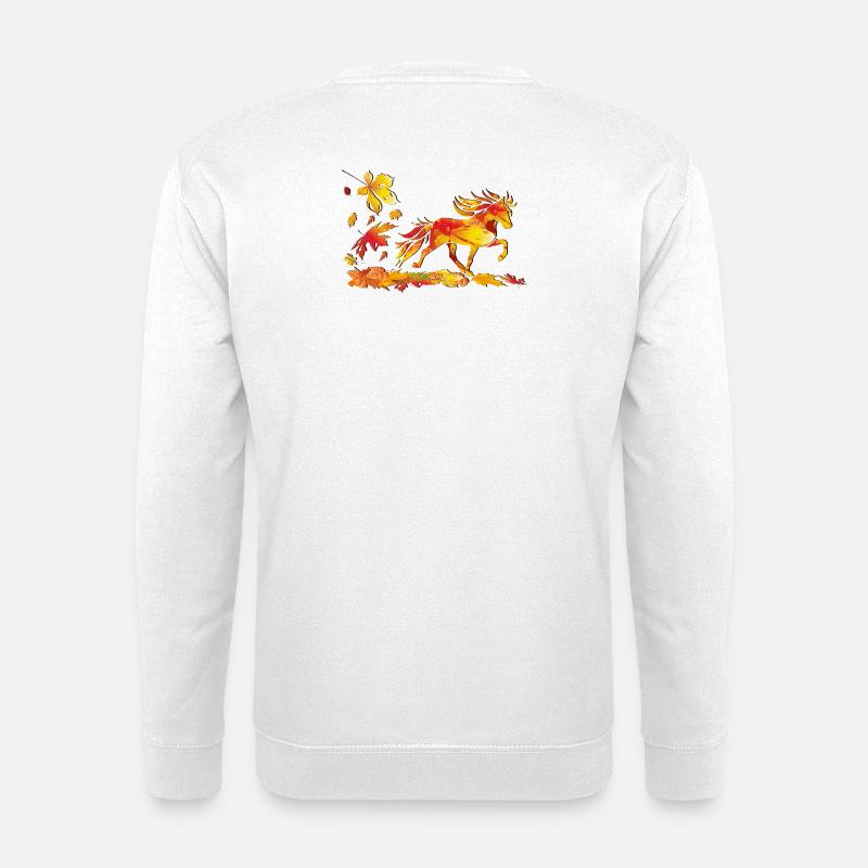 Herbstpferd aus Blattkunst - Unisex Pullover - Weiß