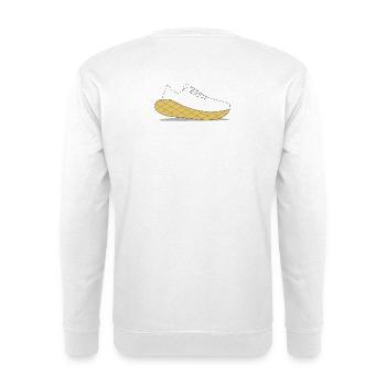 Gelbe Gitter-Sohle Sneaker - Unisex Pullover - Weiß - Hinten - Michal (187cm)