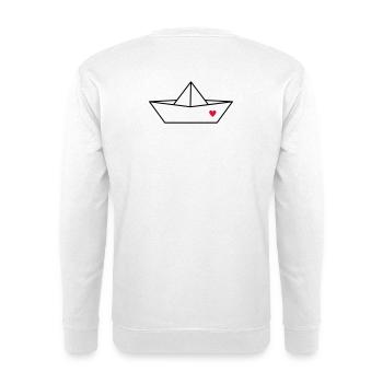 Boat paper ship heart I harbor love gift - Unisex Sweatshirt - white - Back