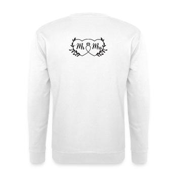 Cœur Entrelacé et Anneau Minimaliste Mr Mrs ... - Sweat-shirt Unisexe - blanc - Dos