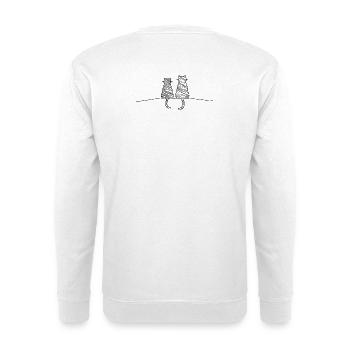  Katzen niedliches Katzenpaar skizziert - Unisex Pullover - Weiß - Hinten