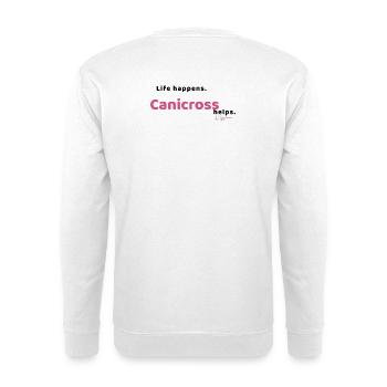 La vie arrive. Le canicross aide. - Sweat-shirt Unisexe - blanc - Dos