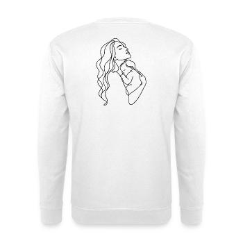 Mama & Baby Line Art - Unisex Pullover - Weiß - Hinten - Michal (187cm)