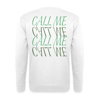 Call Me Neon Typography Statement - Unisex Pullover - Weiß - Hinten - Michal (187cm)