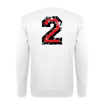 Zahl 2 - Nummer 2 (Vintage Rot) Nr. 2 - Unisex Pullover - Weiß - Hinten