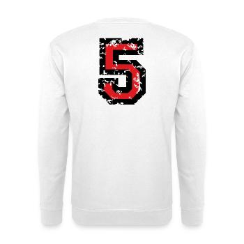 Zahl 5 - Nummer 5 (Vintage Rot) Nr. 5 - Unisex Pullover - Weiß - Hinten