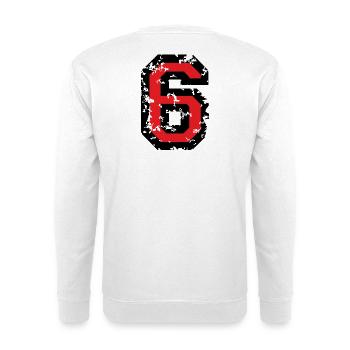 Zahl 6 - Nummer 6 (Vintage Rot) Nr. 6 - Unisex Pullover - Weiß - Hinten