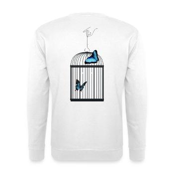 LASS MICH RAUS - Unisex Pullover - Weiß - Hinten - Michal (187cm)