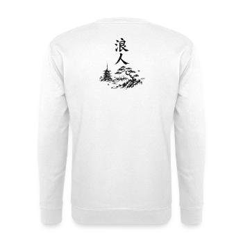 Ronin dans le style encre – Paysage japonais - Sweat-shirt Unisexe - blanc - Dos