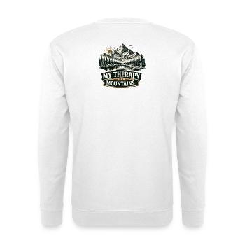 My Therapy Has Mountains | Hiking Design - Unisex Pullover - Weiß - Hinten