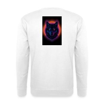 Neon Wolf auf Orange Circle - Unisex Pullover - Weiß - Hinten