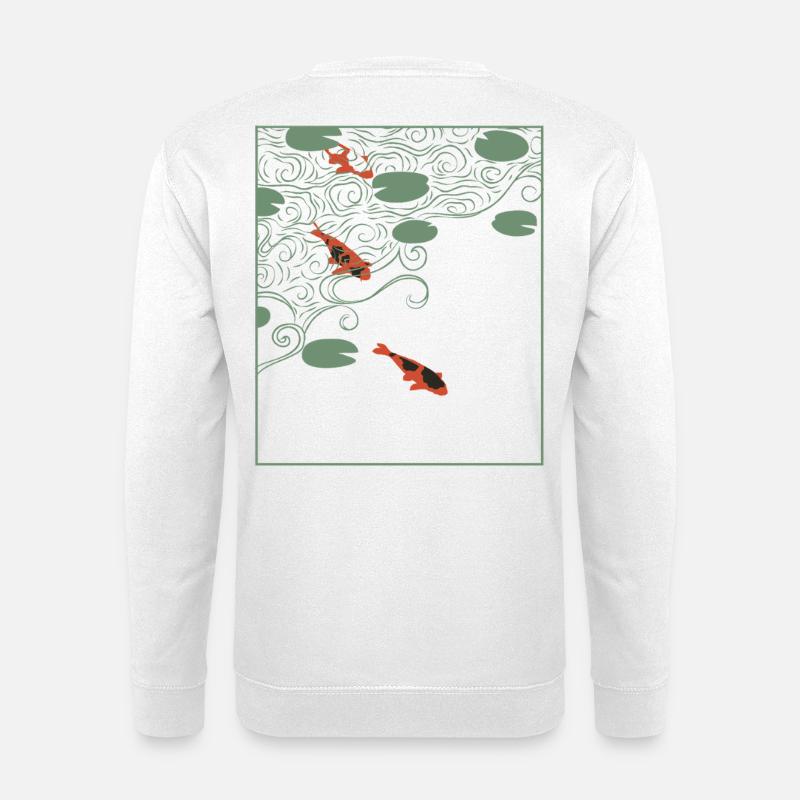 Wabi-sabi-Stil Koi-Karpfen - Unisex Pullover - Weiß