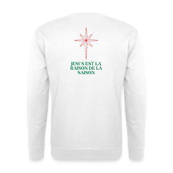 Weihnachtsstern mit religiösem Zitat - Unisex Pullover - Weiß - Hinten