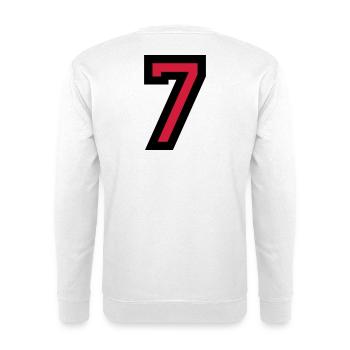 Zahl 7 - Nummer 7 (Rot) Nr. 7 - Unisex Pullover - Weiß - Hinten