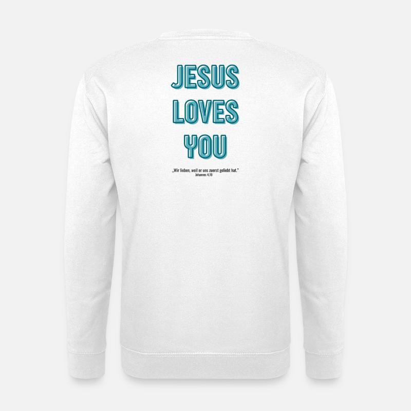 Jesus liebt dich in 3D Schrif - Unisex Pullover - Weiß