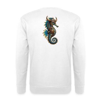Wikinger-Seepferdchen - Unisex Pullover - Weiß - Hinten - Michal (187cm)