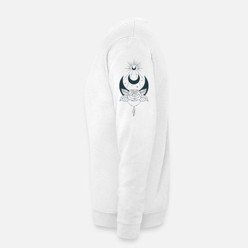 Mystical moon aesthetic with flower - Unisex Sweatshirt - white