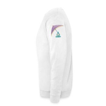 Meditation unterm Farbvorhang - Unisex Pullover - Weiß - Links - Michal (187cm)