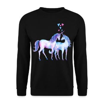 Unicorn couples in love - Unisex Sweatshirt - black - Front - Alina (178cm) & Michal (187cm)