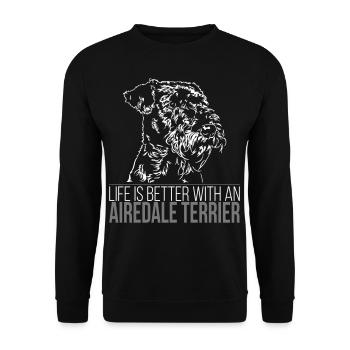 AIREDALE TERRIER LIFE is better - Sweat-shirt Unisexe - noir - Devant - Alina (178cm) & Michal (187cm)