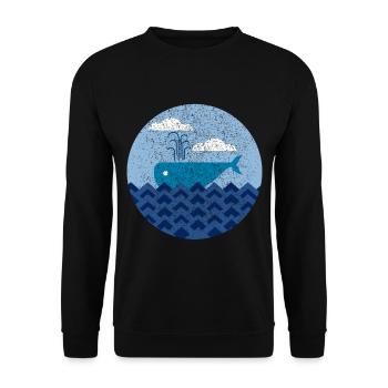 Cooler Wal Fisch Geschenk Geometrie minimalistisch - Unisex Pullover - Schwarz - Vorne - Alina (178cm) & Michal (187cm)