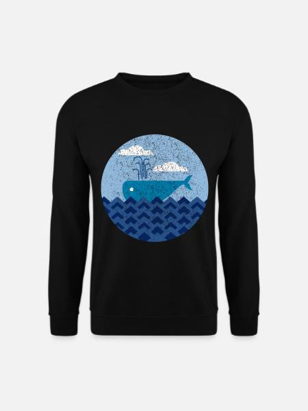Cooler Wal Fisch Geschenk Geometrie minimalistisch - Unisex Pullover - Schwarz