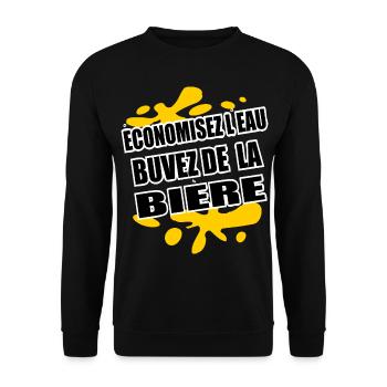 Bière Shirt • Buvez de la Bière • Jaune Cadeaux - Sweat-shirt Unisexe - noir - Devant - Alina (178cm) & Michal (187cm)
