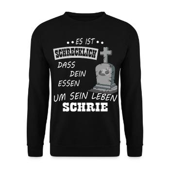 Veganer Vegan Tierschutz Tierrechte Soja Tofu - Unisex Pullover - Schwarz - Vorne - Alina (178cm) & Michal (187cm)