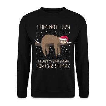 Cadeau d'énergie de paresse de Noël - Sweat-shirt Unisexe - noir - Devant - Alina (178cm) & Michal (187cm)