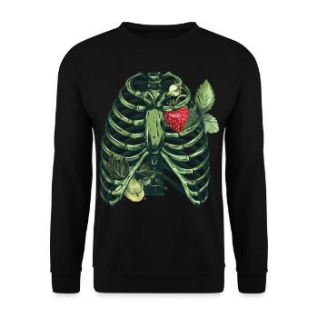 Plantes Cage thoracique fraise - Sweat-shirt Unisexe - noir - Devant - Alina (178cm) & Michal (187cm)