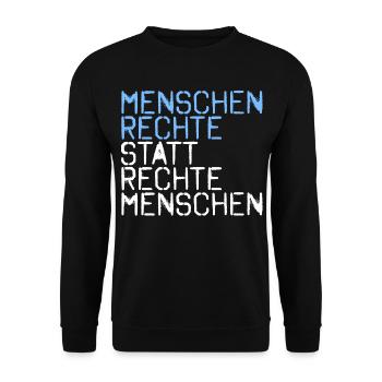 Menschenrechte statt rechte Menschen - Unisex Pullover - Schwarz - Vorne - Alina (178cm) & Michal (187cm)