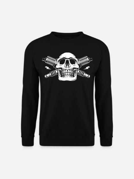 skull with spark plug - Unisex Sweatshirt - black