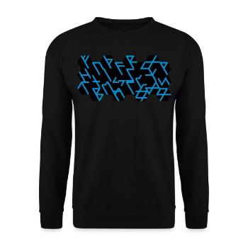 Quantum Runes Futhark 0 ©, linear, Zellen,2-farbig - Unisex Pullover - Schwarz - Vorne - Alina (178cm) & Michal (187cm)
