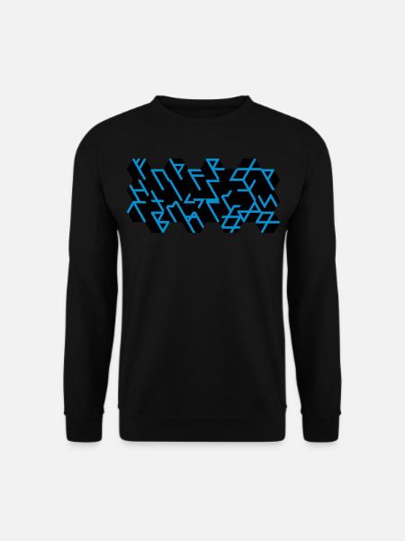 Quantum Runes Futhark 0 ©, linear, Zellen,2-farbig - Unisex Pullover - Schwarz