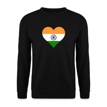 Indien indisch Fahne Flagge Herz - Unisex Pullover - Schwarz - Vorne - Alina (178cm) & Michal (187cm)