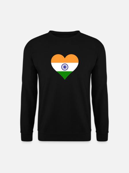India indian ensign flag heart - Unisex Sweatshirt - black