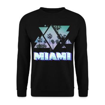 Miami Florida Sommer Sonne Palmen USA Amerika - Unisex Pullover - Schwarz - Vorne - Alina (178cm) & Michal (187cm)