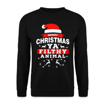 Weihnachten Weihnachten Weihnachten Weihnachten Weihnachten - Unisex Pullover - Schwarz - Vorne - Alina (178cm) & Michal (187cm)