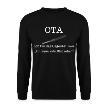 OTA Spruch Operationstechnische Assistenz - Unisex Pullover - Schwarz - Vorne - Alina (178cm) & Michal (187cm)