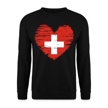 Schweiz Herz Flagge Fahne Wappen - Unisex Pullover - Schwarz - Vorne - Alina (178cm) & Michal (187cm)