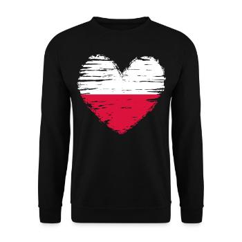 Poland heart flag flag coat of arms - Unisex Sweatshirt - black - Front - Alina (178cm) & Michal (187cm)