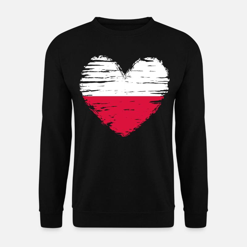 Polen Herz Flagge Fahne Wappen - Unisex Pullover - Schwarz