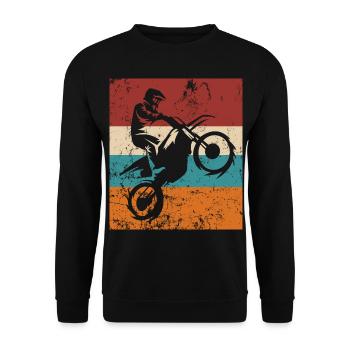 Vintage Motocross Rider Dirtbike Motorcycle Enduro - Unisex Sweatshirt - black - Front - Alina (178cm) & Michal (187cm)